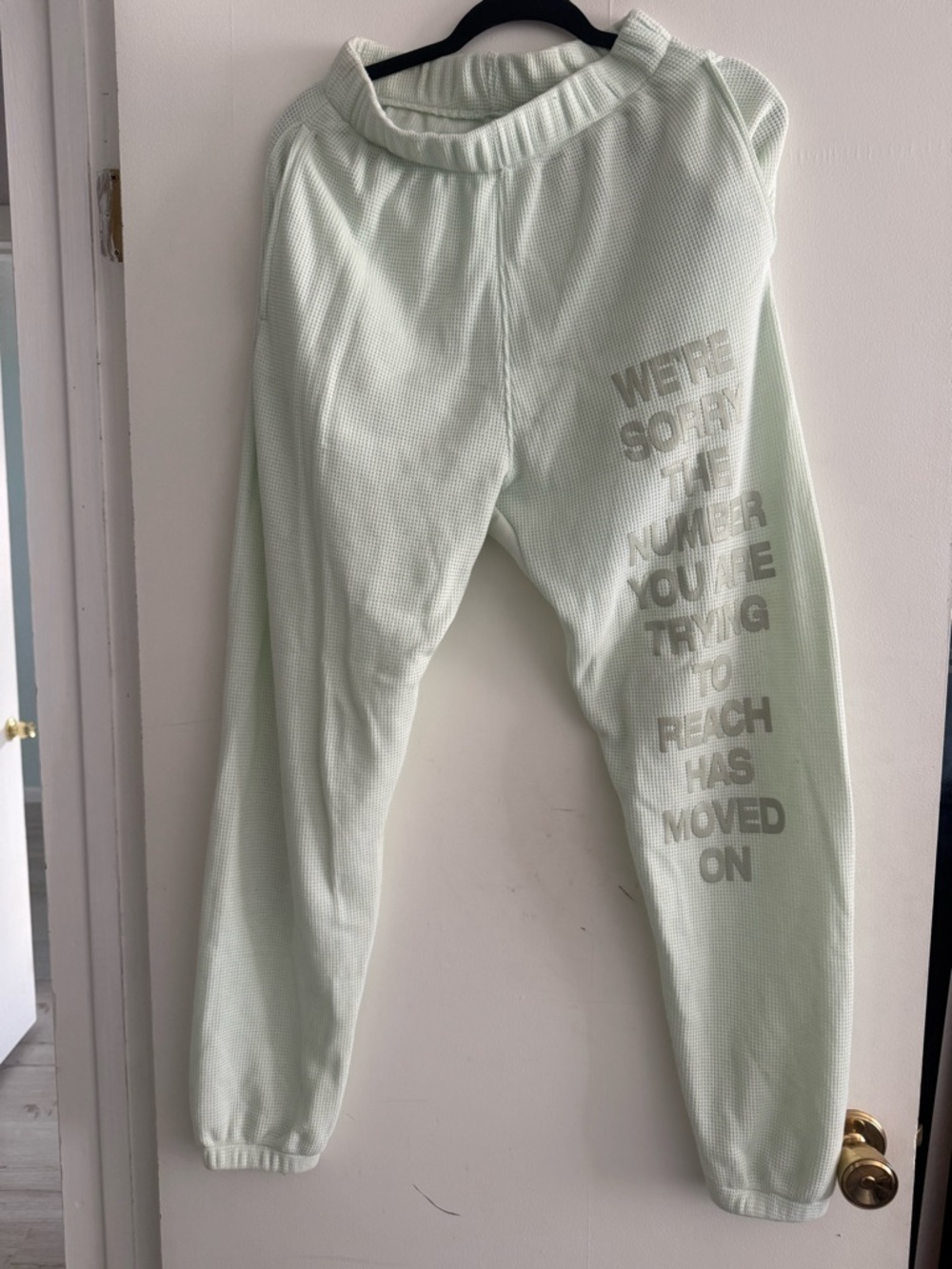 Boys Lie Light Mint Green Waffle-Knit Joggers